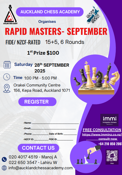 Auckland Chess Academy Rapid Masters September